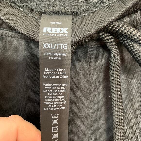 RBX men's black zipper pocket jogger style sweatpants SZ XXL - Picture 7 of 7